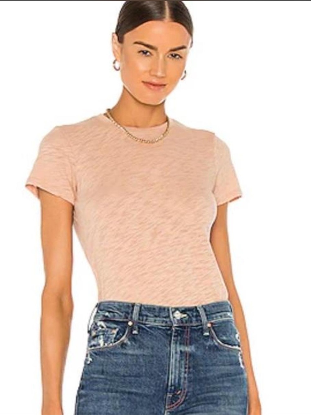 ATM Anthony Thomas Melillo Slub Jersey School Boy Crew Neck Tee in Pink